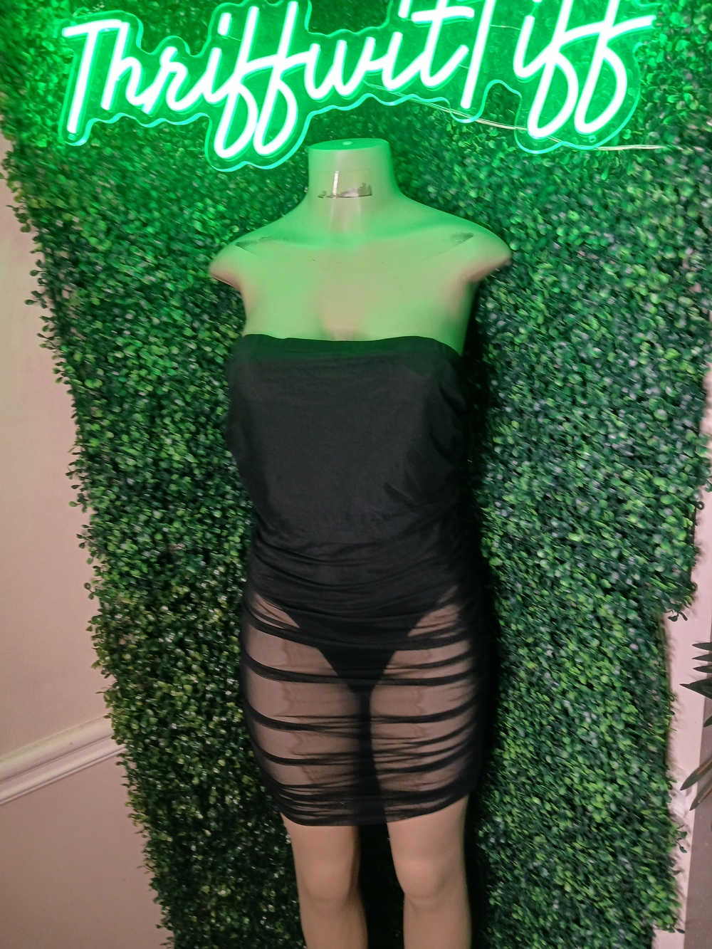 Fashion Nova Black Strapless Sheer Layered Chemise